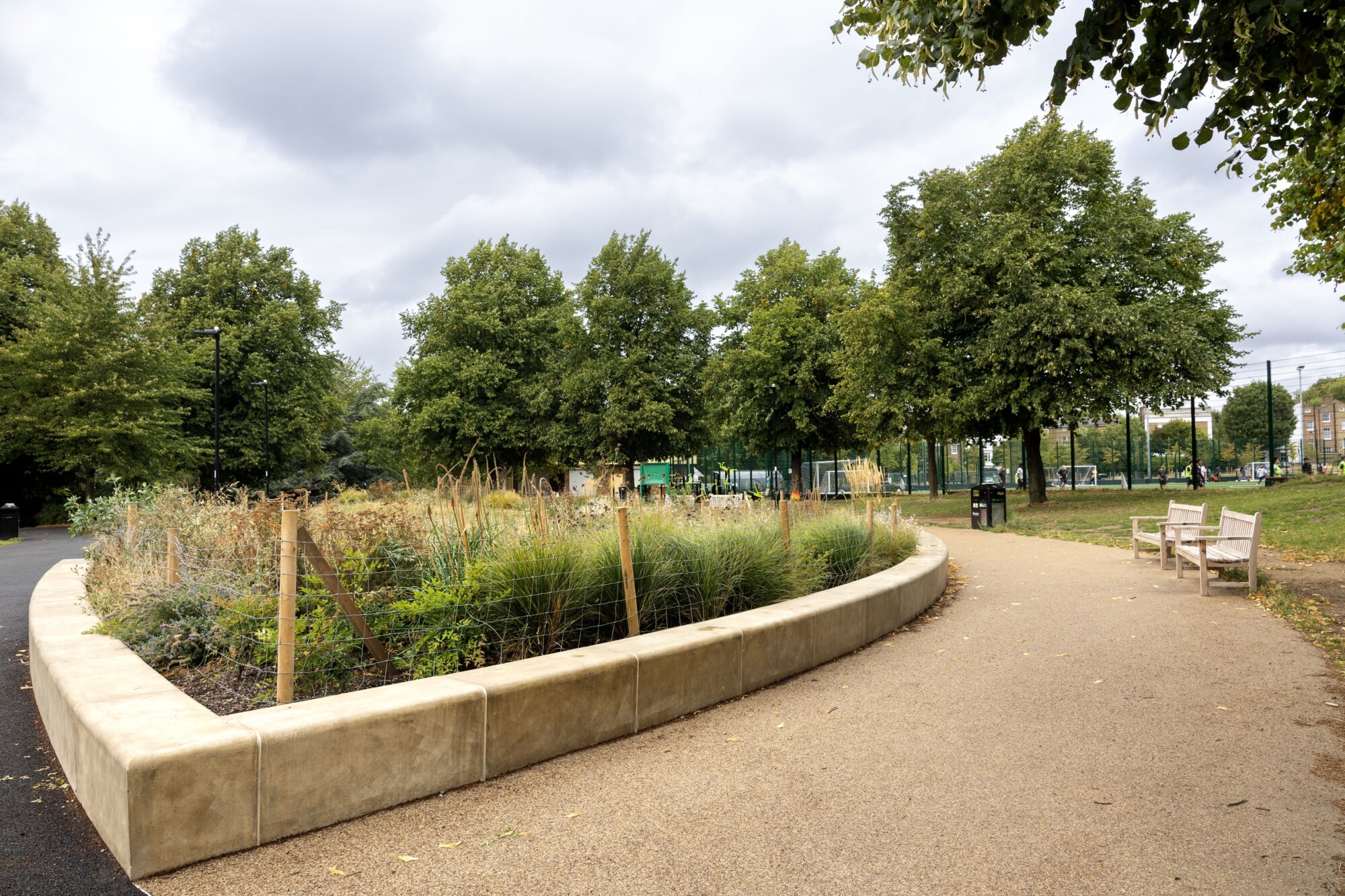 Completed tree-sensitive paths at Barnard Park, Islington.